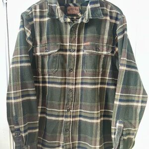 Orvis Green Plaid Button-Up Flannel Shirt Mens Size Medium